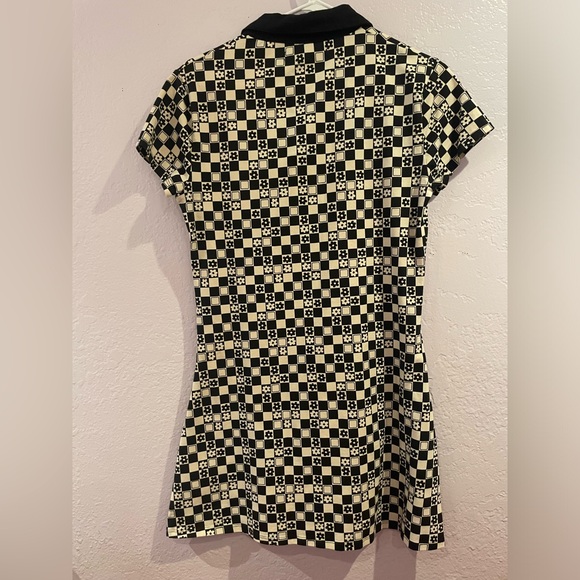 NWT Urban outfitters Black and White Retro checkered flower dress - Picture 2 of 3